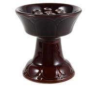 Amosfun Lampe à Beurre de Temple Céramique Porte Bougie Chauffe-Plat Poterie Traditionnelle pour Autel Bouddhiste Lampe à Huile Puja Résistante et Lumière Continue