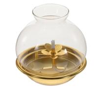 Amosfun Lampe à Pétrole de Culte avec Abat-Jour en Verre, Lampe à Beurre Vintage 1 Numéro, Lanterne à Huile Rustique pour Maison et Temple, Fournitures Bouddhistes, Décoration Intérieure