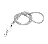 Amosfun Lanière de Bureau Argentée Strass Scintillants, Cordon Tour de Cou Robuste Mousqueton Métal et Anneau Porte-clés, Accessoire Polyvalent pour Badge, Téléphone Portable et Clés,