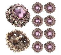 Amosfun Lot de 10 Boutons Décoratifs Métalliques Strass Violet 17 Mm Petit Format, pour Manteaux, Pulls et Chemises, Accessoires de Couture Élégants et Artisanaux Adaptés à Divers Styles