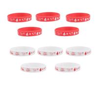 Amosfun Lot de 10 Bracelets en Silicone de Noël 5 Rouges 5 Blancs Flexibles Odeur Taille Adulte Accessoires Décoratifs pour Fête de Noël et Soirées à Thème