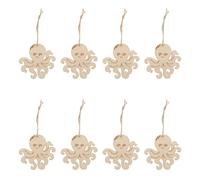 Amosfun Lot de 10 Découpes en Bois Brut Pieuvre Non Peintes, 2 Mètres de Corde, Ornements Animaux Marins pour Bricolage, Décorations DIY D’artisanat Créatif, Accessoires Rustiques