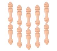 Amosfun Lot de 10 Embouts Décoratifs en Bois Massif pour Piliers Romains, Petites Colonnes Romaines 8,2 X 1,8 Cm, Accessoires pour Main Courante et Rambarde, Éléments Décoratifs