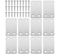 Amosfun Lot de 10 Équerres de Renfort d'angle en Acier Inoxydable 40X60 MM avec 40 Vis, Supports Métalliques Perforés pour Assemblage de Bois, Plaques de Réparation pour Meubles, Étagères