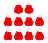 Amosfun Lot de 10 Mini Bonnet de Noël en Tricot Rouge