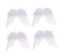 Amosfun Lot de 10 Pendentifs Ailes d'ange Blanches 16X14 CM en Plumage Décoration Suspendue pour Sapin de Noël Accessoire Festif pour Ambiance Hivernale et Fête Familiale