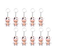 Amosfun Lot de 10 porte-clés en forme de vache pour le Nouvel An, motif animal de dessin animé, jouet pour voiture, sac à suspendre, décorations pour cadeau de fête (couleurs assorties)