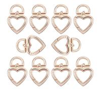 Amosfun Lot de 10 Porte-clés Pendentifs en Métal de Cœur, Accessoires de Bagages Soi-même, Couleur Dorée, Alliage Solide, pour Personnalisation et Décoration Diy, Création Bijoux