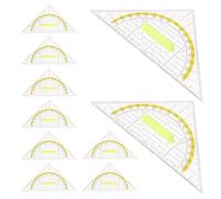 Amosfun Lot de 10 Set de Set de Triangles de Sécurité en Plastique Transparent avec Poignée, Rapporteur 2-en-1 Multifonction pour Bureaux et Projets D'ingénierie