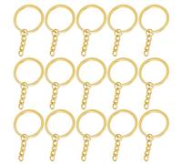 Amosfun Lot de 100 Anneaux Porte-clés en Métal Doré Léger et Décoratif pour Projets DIY et Objets Artisanaux Chaîne Plate et Connecteur Ouvert Supplémentaire
