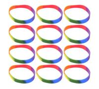 Amosfun Lot de 12 Bracelets en Silicone Arc-en-Ciel Lgbt Pride Taille Unique Couleur Multicolore Légers et Confortables pour Sport Voyage et Événements Festifs