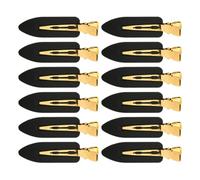 Amosfun Lot de 12 Pinces à Cheveux sans Plis pour Maquillage, Petites Pinces Légères sans Dents, Couleur Noir et Or, pour Frange, Coiffure Précise Traces, Usage Quotidien et Professionnel