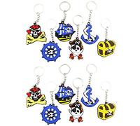 Amosfun Lot de 12 porte-clés en PVC pour enfants Thème pirate Pour Halloween, école, carnaval, fête (couleur aléatoire)