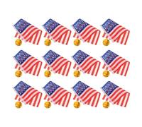 Amosfun Lot de 12 Set de Set de Drapeaux Américains de Table avec Socle Plastique Stable, Drapeaux Miniatures 21,8x14cm pour Réunion et Décoration de Bureau
