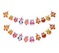 Amosfun Lot de 2 bannières d'anniversaire pour fête d'anniversaire Motif hibou
