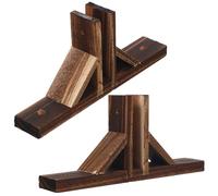 Amosfun Lot de 2 Bases de Clôture en Bois pour Jardin et Pelouse, Support Stable Trous de Fixation, Accessoire pour Clôtures de Jardin en Bois