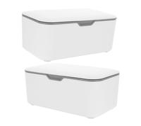Amosfun Lot de 2 boîtes à lingettes portables avec couvercle et joint d'étanchéité réutilisables et anti-poussière pour poussette, bureau, voyage, distributeur de rangement léger pour lingettes