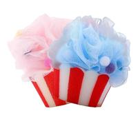 Amosfun Lot de 2 Boules de Bain Exfoliantes de Glace, 100% Pe Souple et Résistant, Couleurs Rayées Rose et Bleu, Accessoires Femmes et Hommes, Loofah Corporel pour Exfoliation Douce