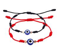 Amosfun Lot de 2 Bracelets Tressés Œil Maléfique Ajustables en Fil Rouge et Corde Noire Bracelets D'amitié Unisexes en Ficelle pour Poignet Présent Femme et Homme Usage Quotidien