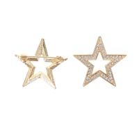 Amosfun Lot de 2 Broches Étoiles en Alliage de Zinc et Cristaux Dorés, Épinglette Décorative à Cinq Branches, Broche Châle de Mariée et Broche de Manteau pour Femmes, Accessoire Mode Fête