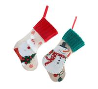 Amosfun Lot de 2 Chaussettes de Noël Suspendues Décoratives en Textile Résistant Petites Tailles Décorations pour Sapin et Pochettes à Bonbons de Noël