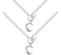 Amosfun Lot de 2 Colliers Pendentif Demi-lune en Alliage Argenté, Colliers Ras du Cou Chaîne Fine, Bijoux Fantaisie pour Femmes, pour Fêtes, Clubs et Usage Quotidien