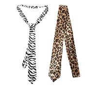 Amosfun Lot de 2 cravates pour homme Motif zèbre léopard