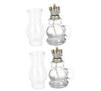 Amosfun Lot de 2 lampes à pétrole vintage en verre - Lanterne décorative de table pour la maison, la cheminée, l'intérieur - Design classique de style chinois