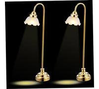 Amosfun Lot de 2 lampes de bureau miniatures à piles pour maison de poupée - Élégante fleur - Décoration de maison de poupée pour améliorer les meubles miniatures