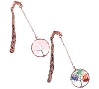 Amosfun Lot de 2 Marque-pages Vintage en Métal avec Pendentifs Arbre de Vie et Cristaux des 7 Chakras, Signets Étudiants Fins et Légers, Décoration Lecture et Présent Spirituel