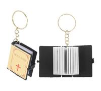 Amosfun Lot de 2 mini porte-clés Bible - 1,54 x 1,38 x 0,43 pouces - Pendentif de sac religieux - Compact et léger - Idéal pour le quotidien et les cadeaux
