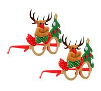 Amosfun Lot de 2 montures de lunettes de Noël amusantes pour enfants et adultes avec cerf - Verres décoratifs - Accessoires photo