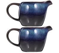 Amosfun Lot de 2 Pichets à Crème en Céramique avec Bec Verseur et Poignée, Pot à Lait Multifonction Petit Format, Couleur Bleue Dégradée, pour Thé de L’après-midi et Service de Sauces,