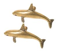 Amosfun Lot de 2 Poignées de Porte en Laiton Patiné Forme Dauphin Boutons Vintage pour Tiroirs et Armoires Cuisine Quincaillerie Décorative Résistante et Facile à Entretenir Style