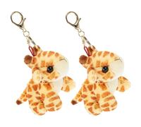 Amosfun Lot de 2 Porte-clés Girafe en Peluche Duveteux, Pendentifs Décoratifs Animaux pour Paquet à Dos, Accessoires Suspendus en Peluche, Présents pour Fêtes D’garçon et Filles,