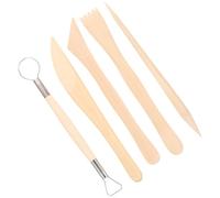 Amosfun Lot de 2 Sets de Sets de Ensembles D’outils de Sculpture pour Garçon et Filles, 5 Pièces Réutilisables en Bois pour Modelage, Façonnage et Découpe de Pâte à Modeler et Argile,