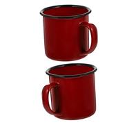 Amosfun Lot de 2 tasses à café émaillées rétro pour boire du thé et de l'eau, pour le camping, le bureau, les voyages et la maison, 6 x 6 x 6 cm