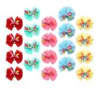 Amosfun Lot de 20 Nœuds Décoratifs pour Chiens en Chiffon et Polyester, Accessoires Coiffure pour Animaux, Maintien Coiffure, pour Fêtes et Parades Couleur Aléatoire
