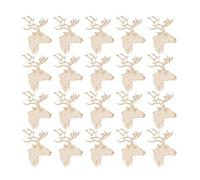 Amosfun Lot de 20 pendentifs en Bois de Noël avec tête de Renne et Pendentif en Bois laqué pour décoration de Noël (Style a)