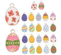 Amosfun Lot de 24 breloques colorées pour bijoux de Pâques - Pendentifs en forme d'œuf de lapin - Accessoires d'artisanat pour bracelet, boucles d'oreilles, décorations de festival de printemps