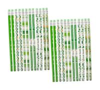 Amosfun Lot de 24 Crayons à Mine en Bois Motifs Trèfle à Quatre Feuilles, Crayons D'écriture Scolaire Colorés pour Garçon et Filles, Gomme Intégrée, Saint-patrick et Fournitures Scolaires