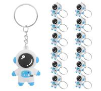 Amosfun Lot de 24 Porte-clés Astronautes Kawaii 4,5 Cm Bleu en Métal Anneau Simple, Breloques D'astronaute Mignonnes pour Paquet à Dos, Présents Scolaires et Décorations de Fête