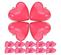 Amosfun Lot de 25 Boîtes de Rangement en Plastique Rouge Transparent de Cœur 65X63X37 MM pour Saint-Valentin Boîtes à Bonbons Multifonctions Décorations Festives et Présents Romantiques