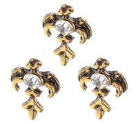 Amosfun Lot de 3 Bijoux Dentaires Croix en Métal Doré avec Pierres Brillantes, Accessoires Décoratifs pour Dents, Grilles Dentaires Hip Hop pour Femmes et Hommes, Bijoux Grillz