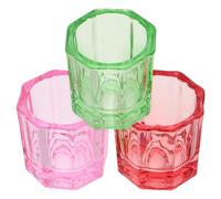Amosfun Lot de 3 Bols en Verre Octogonaux pour Mélange Précis de Liquides Acryliques, Accessoires Indispensables pour Applications Nail Art et Peinture Ongles