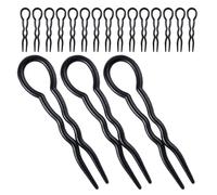 Amosfun Lot de 3 Épingles à Cheveux de U Noires, Accessoires pour Chignons Féminins, Outils de Coiffure Spiralés, Pinces à Tresses Torsadées, Épingles à Chignon pour Usage Quotidien