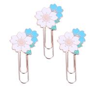 Amosfun Lot de 3 Marque-pages Clips Décoratifs en Métal Forme Fleur de Cerisier, Couleur Blanche, Petit Format, Accessoires Bureau pour Organisation Notes, Livres et Scrapbooking