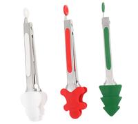 Amosfun Lot de 3 pinces de cuisine de Noël en acier inoxydable pour la cuisson des aliments en silicone