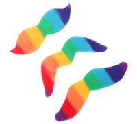 Amosfun Lot de 3 Set de Moustaches Autocollantes Arc-en-ciel en Feutrine Douce pour Déguisement Clown, Accessoires Barbe Colorée Réutilisables pour Fête Mardi Gras, Carnaval et Soirées