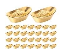 Amosfun Lot de 30 Lingots Dorés en Alliage Massif, Mini Décoration Feng Shui pour Richesse, Ornement Festif Maison et Bureau, Symbole de Prospérité et Accessoires Décoratifs Élégants